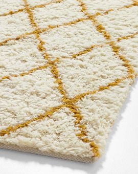 Moroccan Arlequin Diamond Wool Yellow Kids Area Rug