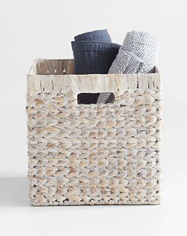 Homespun Washed Wicker Storage Bin