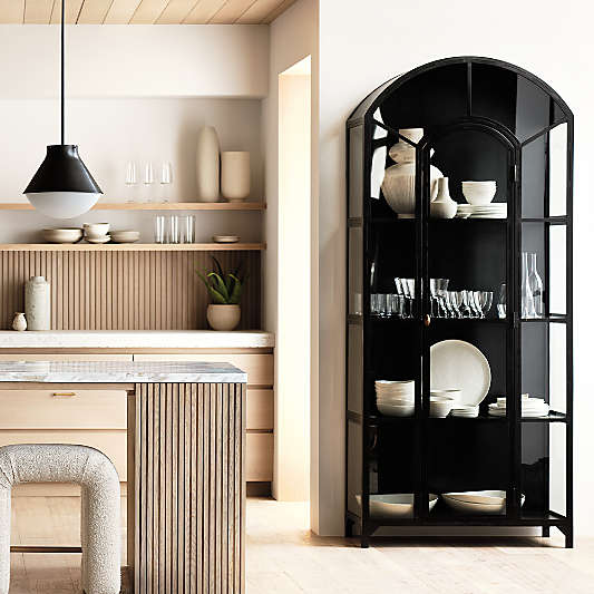 Ventana 40" Black Metal and Glass Storage Display Cabinet