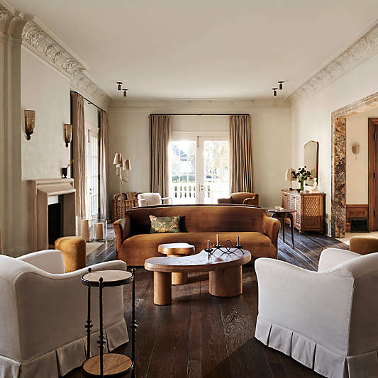 Augie and Winslow Brown Oak Wood Nesting Tables by Jake Arnold