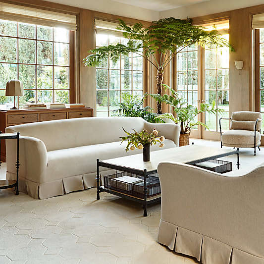 Estate Travertine and Metal 64" Rectangular Coffee Table by Jake Arnold