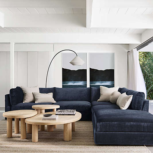 La Sal Natural Oak Wood 56" Asymmetrical Coffee Table