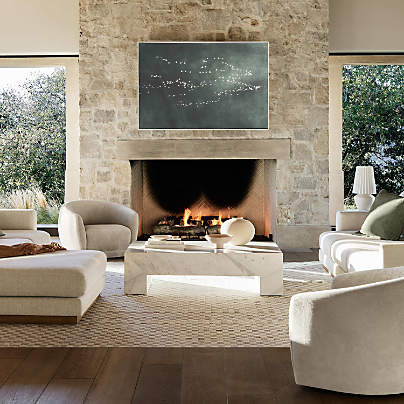 Paramount Grey & White Marble 56" Rectangular Coffee Table