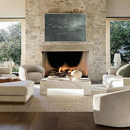 Paramount Grey and White Marble 56" Rectangular Coffee Table