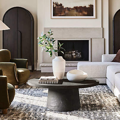 Willy Charcoal Concrete 44" Round Pedestal Coffee Table by Leanne Ford