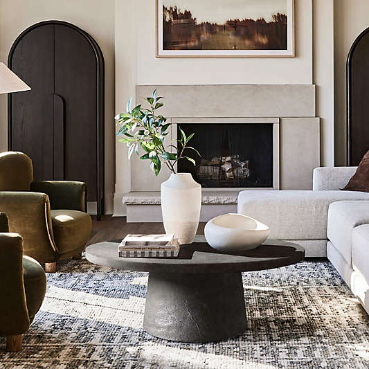 Willy Charcoal Concrete 44" Round Pedestal Coffee Table by Leanne Ford