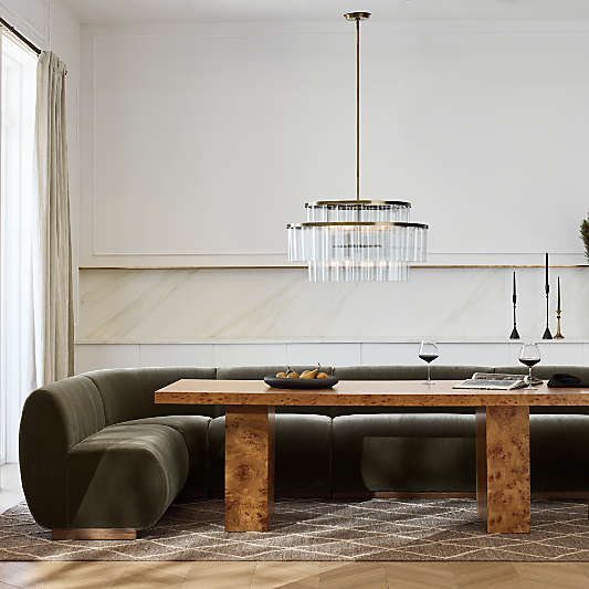 Leandro Hazel Green Single L-Shaped Loveseat Dining Banquette with Rounded Corner