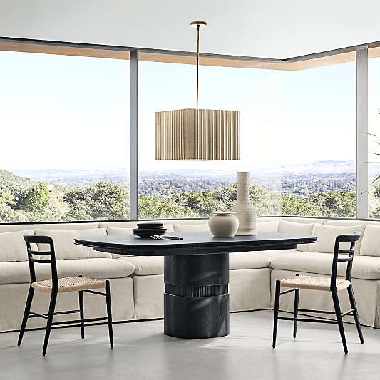 Roseau 48"-70" Charcoal Black Wood Extendable Pedestal Dining Table