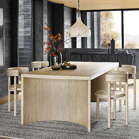 Virage 96" Curved Natural Oak Wood Dining Table