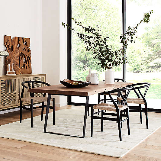 Crescent Black Wood Wishbone Dining Chair