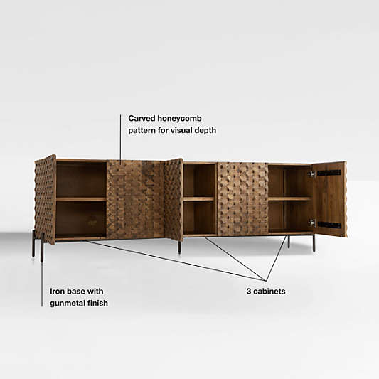 Raffael 82" Brown Carved Wood Storage Media Console