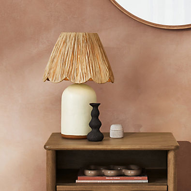 View Greta Scalloped Raffia Table Lamp details