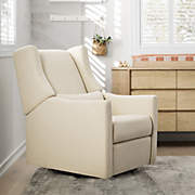 Babyletto Sunday Performance Chantilly Fleece Nursery Power Glider Recliner Chair with Light Wood Base