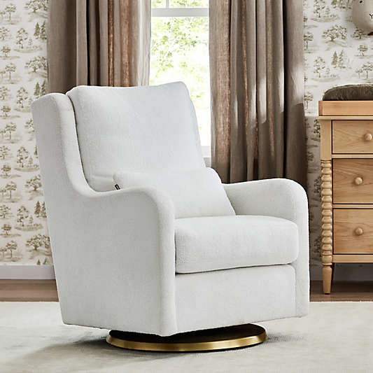Milo Faux Sherpa Nursery Swivel Glider Chair with Gold Base