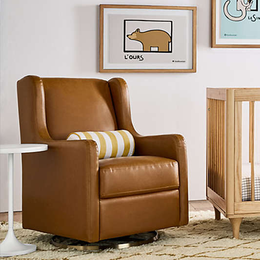 Wally Tan Vegan Leather Nursery Glider Chair