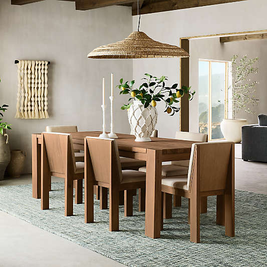 Terra Warm Brown Oak Solid Wood Dining Table (65"- 90")