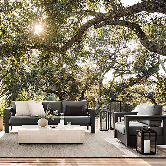 Walker 90" Outdoor Metal Sofa with Canvas Charcoal Sunbrella ® Cushions