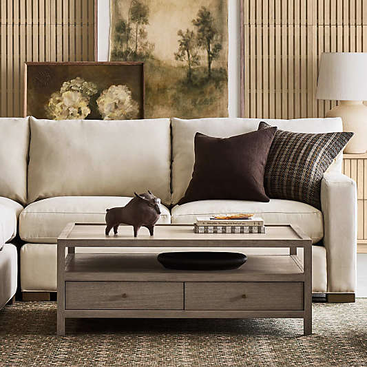 Keane Weathered Natural Wood 54" Rectangular Storage Coffee Table