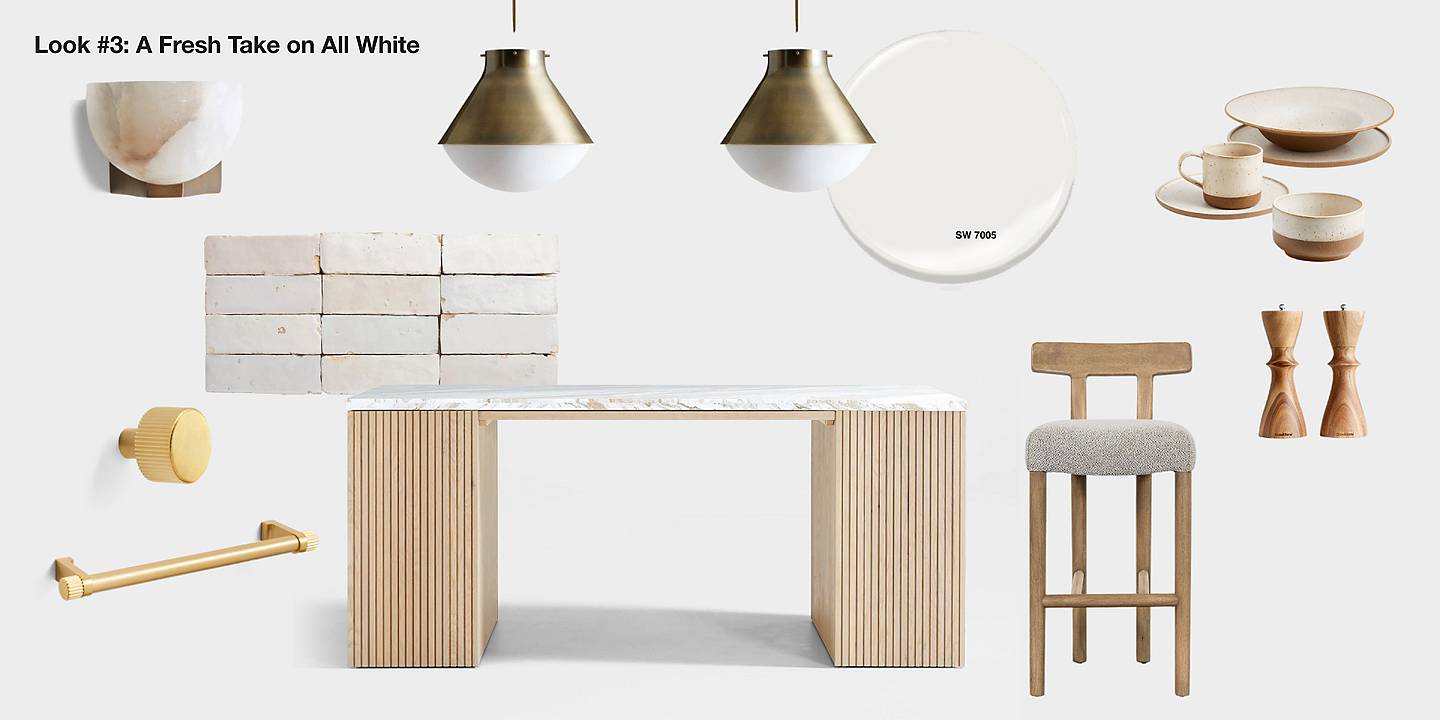 Batten kitchen island with neutral details