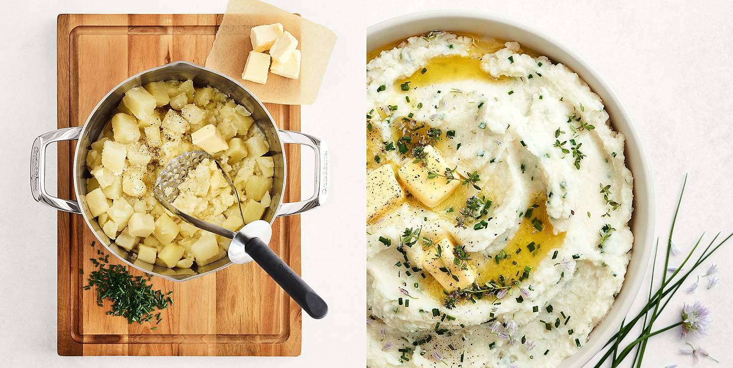 Smashed Potatoes with Garlic and Herbs - Dinner at the Zoo