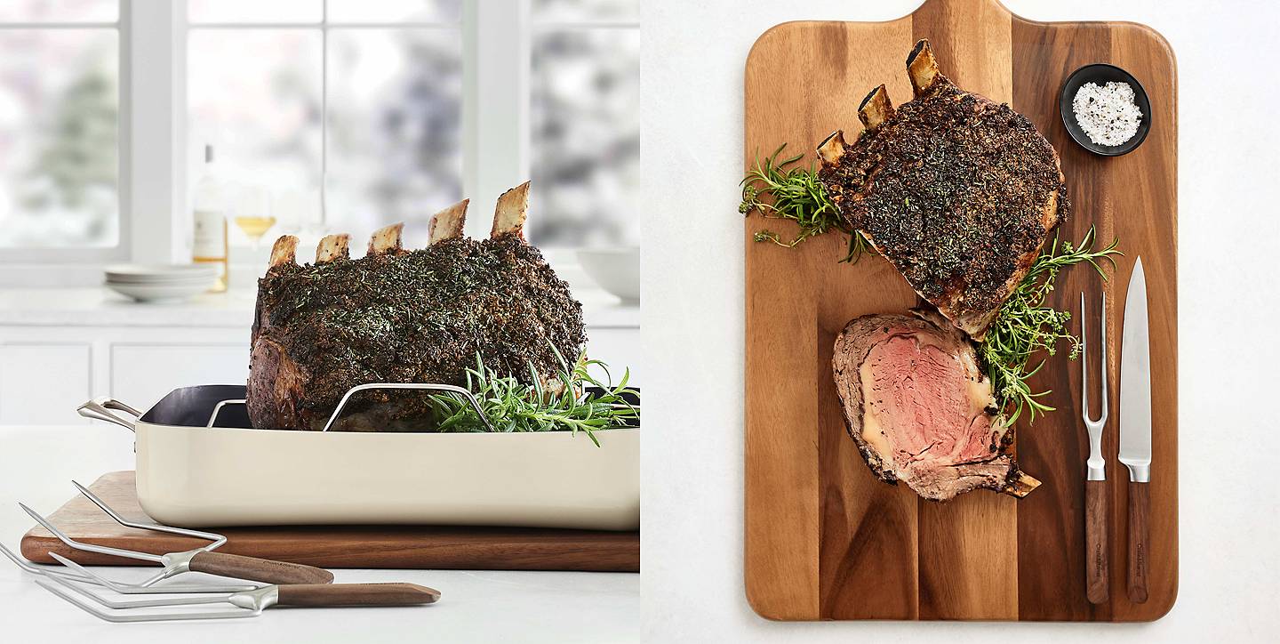 The perfect prime rib roast on stainless steel., prime rib