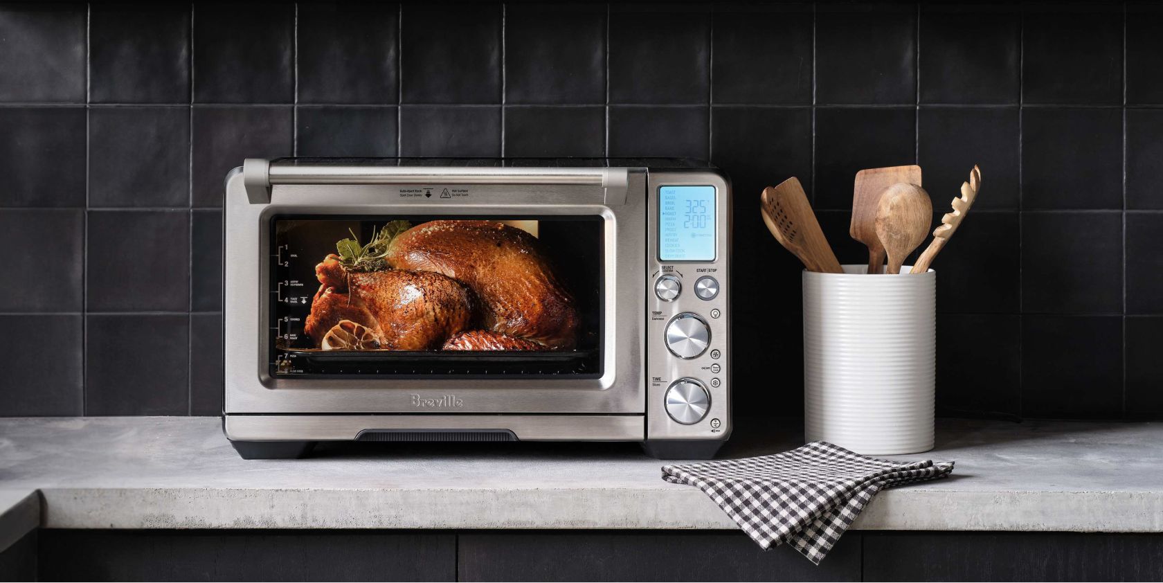 Breville toaster oven with turkey in it