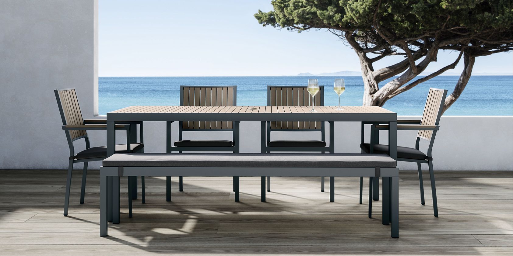 Alfresco II Grey Rectangular Outdoor Dining Table + Reviews Crate