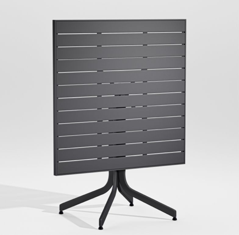 Lanai Charcoal Grey Mesh Square Stackable Outdoor Dining Chair with Arms
