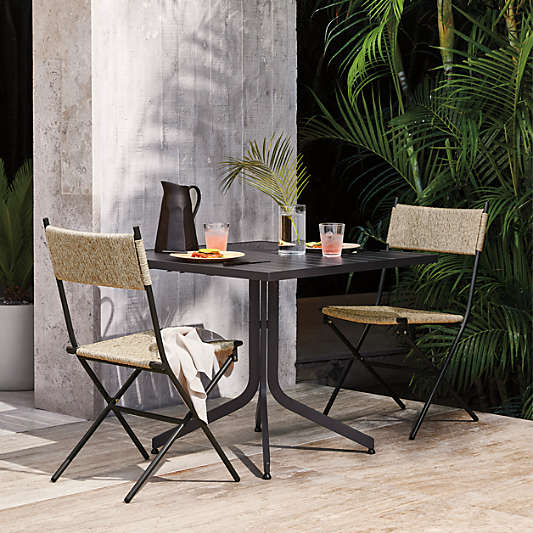 Outdoor Dining Set: San Onofre Folding Dining Chair and Lanai Square Fliptop Dining Table