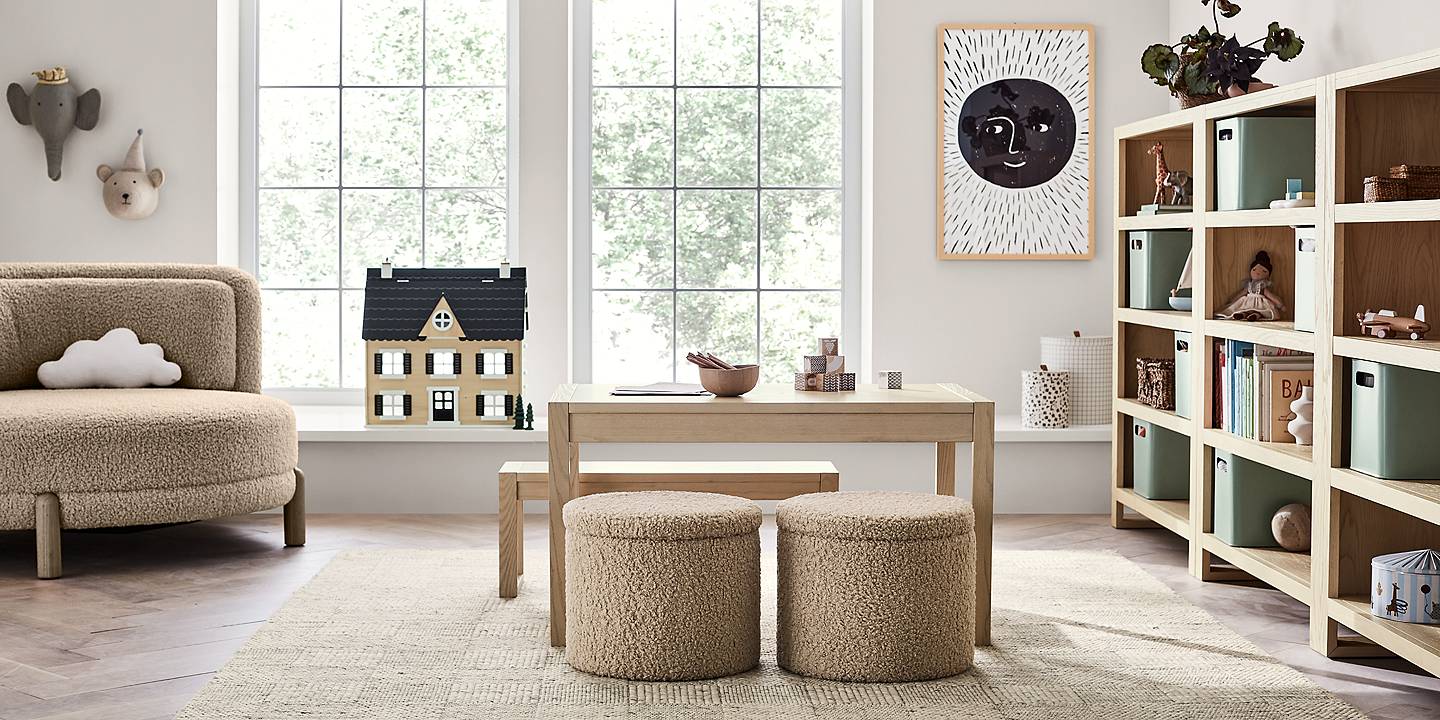 Children's toy storage furniture top