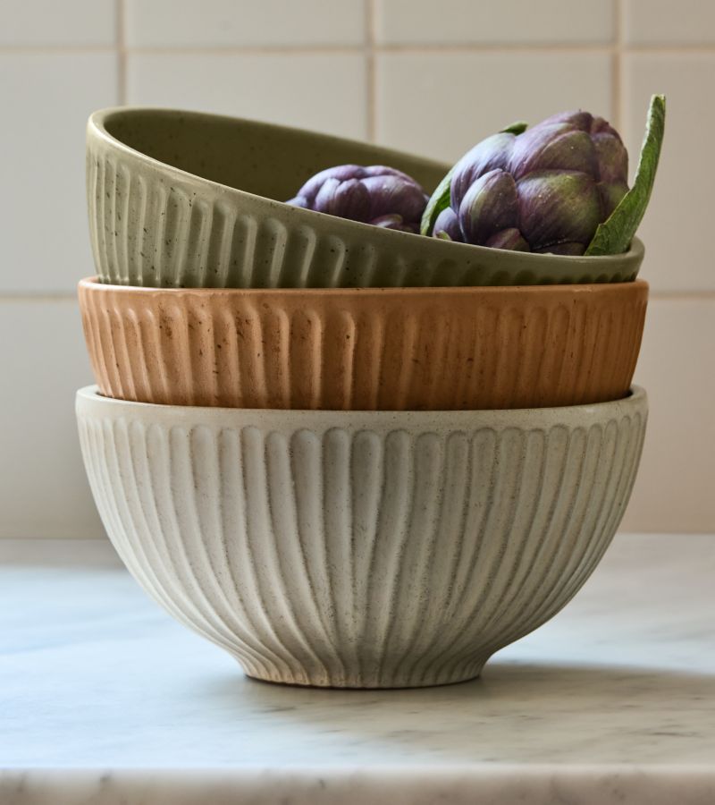 stacked colored bowls