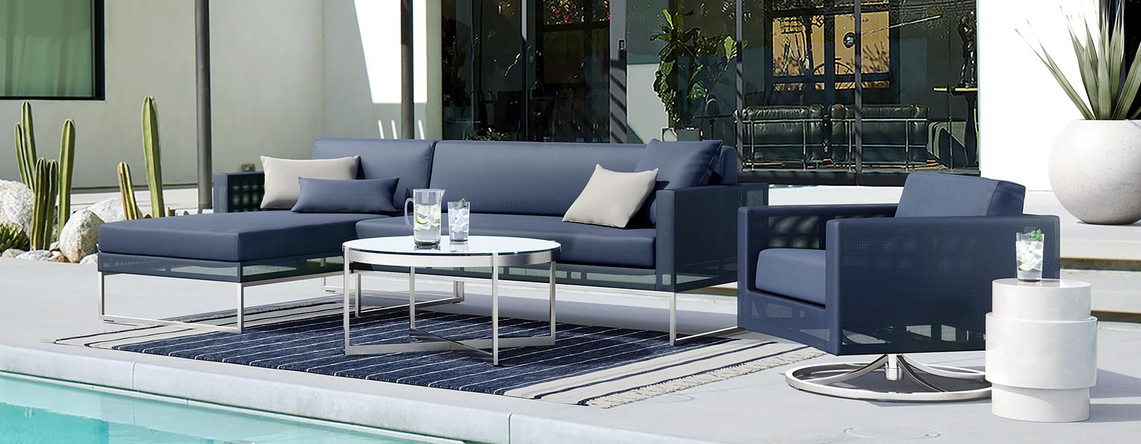 Dune Navy Outdoor Patio Furniture Collection Crate and Barrel Canada