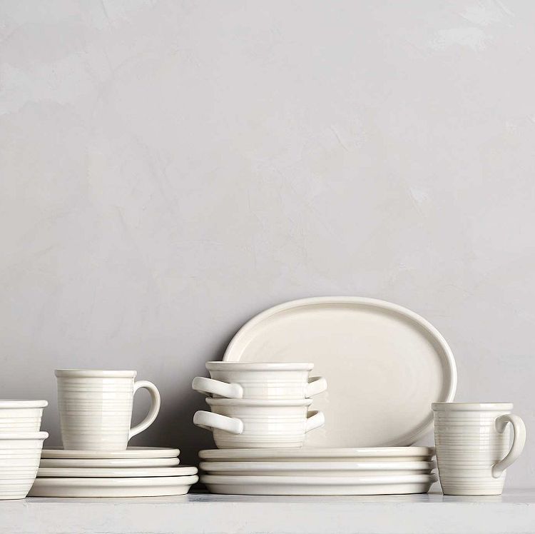 Basics White Dinnerware Collection Red Stripe