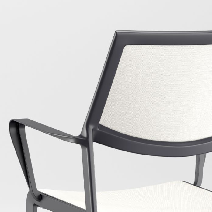 Lanai White Mesh Square Stackable Outdoor Dining Chair with Arms