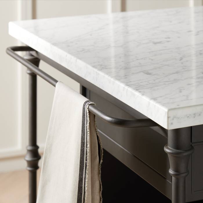 French 72 Large White Marble Kitchen Island + Reviews