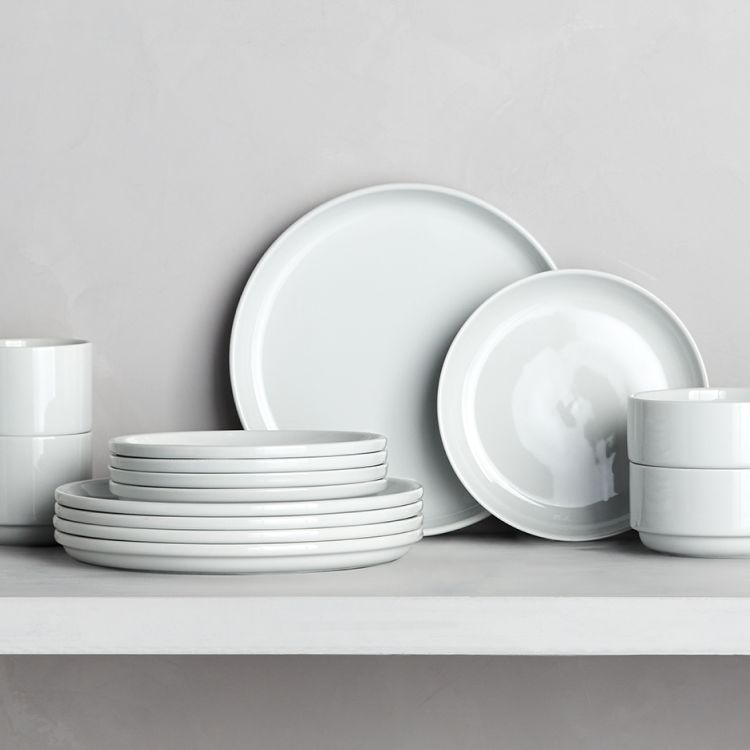 Luxury Bone China Tableware Set, White and Black Porcelain Kitchen