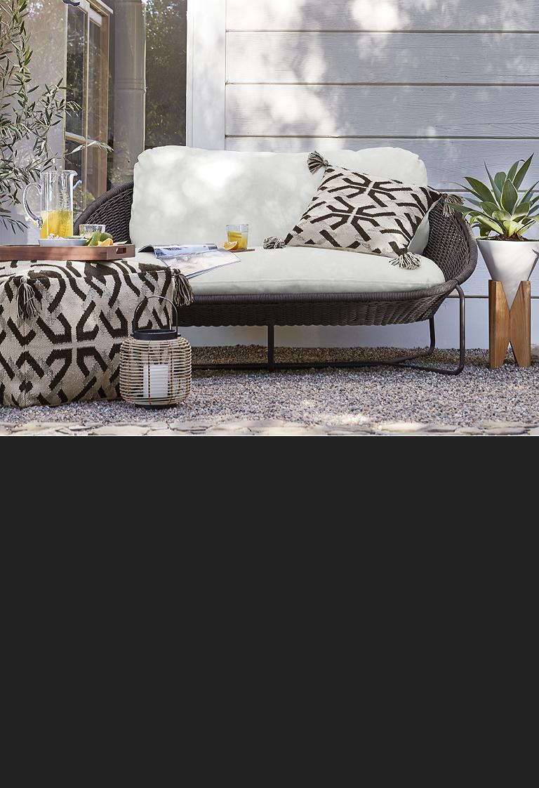 modern double chaise lounge outdoor on Morocco Outdoor Patio Lounge Furniture Collection Crate And Barrel
