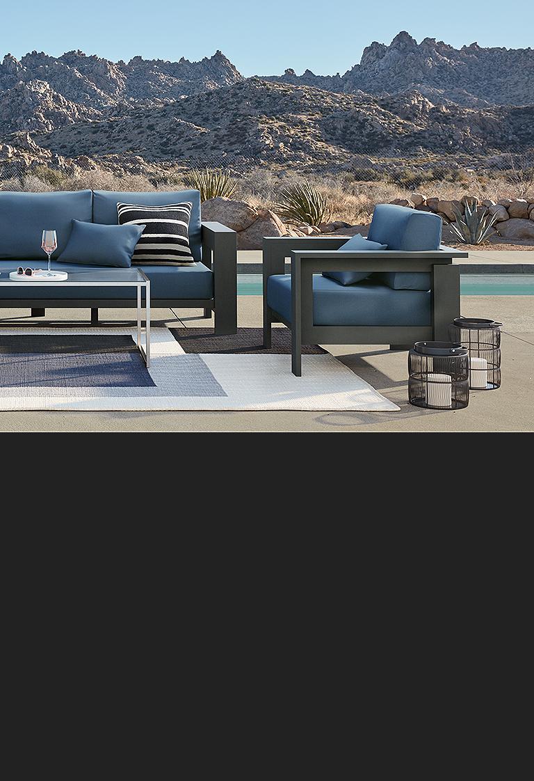 double lounge chair on Walker Metal Patio Lounge Furniture Collection Crate And Barrel