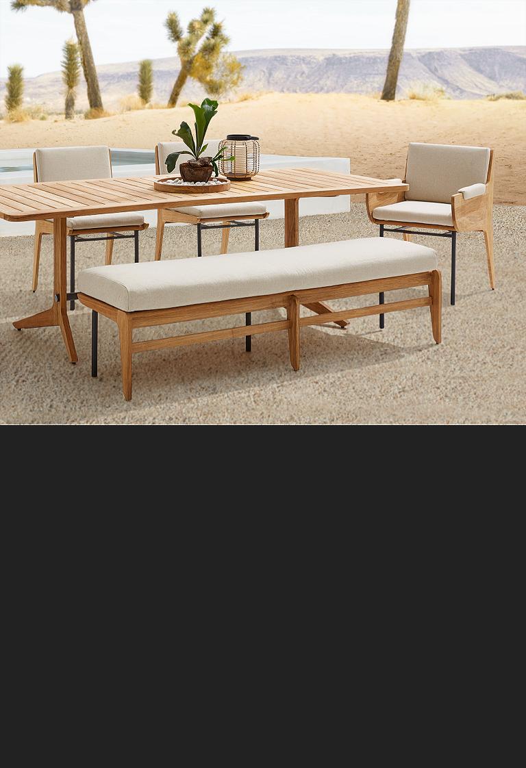 Amazon.com : Modway Bayport Teak Wood Outdoor Patio Armchair in Natural  White : Patio, Lawn & Garden