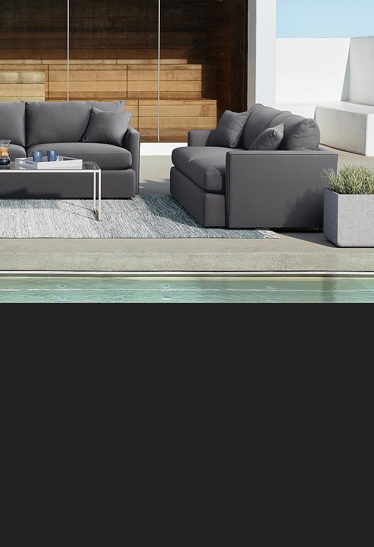 outdoor modular sectional on Lounge Ii Petite Upholstered Outdoor Seating Crate And Barrel