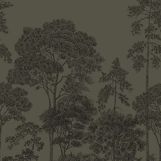Arbor Burnt Green Scenic Wallpaper