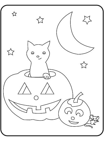 Halloween cat coloring page