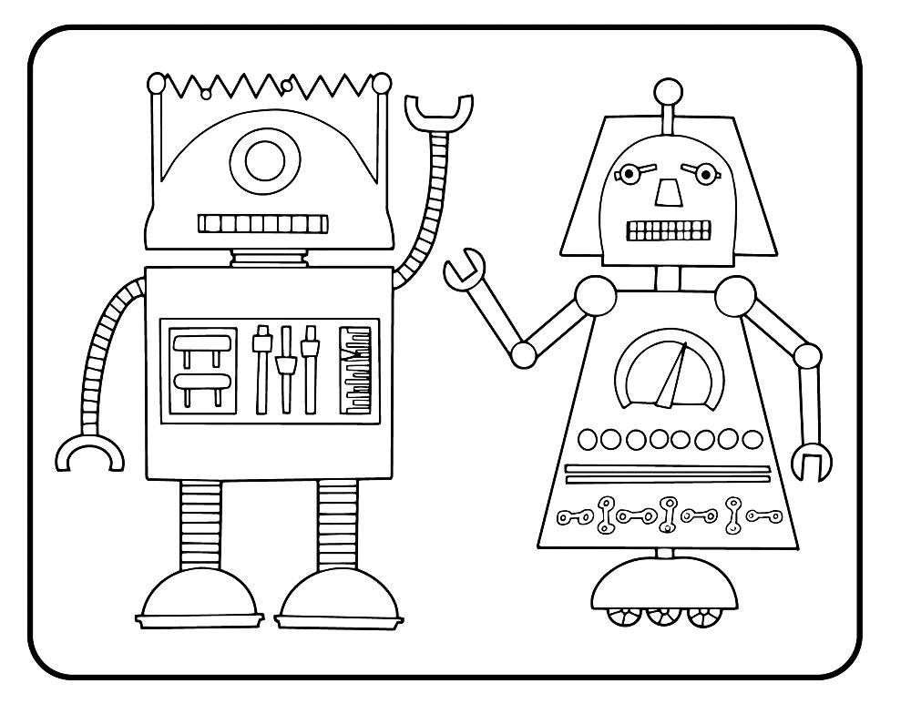 Cute Robot Printable Coloring Page
