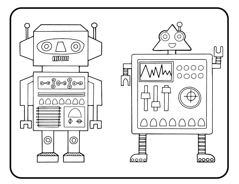 Easy Robot Printable Coloring Page