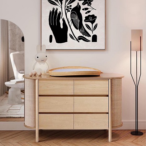 Sectional sofa with modern lamp
