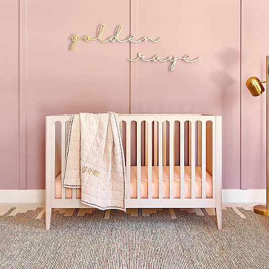 Archie Whitewashed Ash Wood Convertible Baby Crib