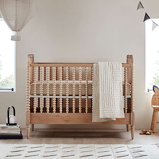 Jenny Lind Heirloom Maple Wood Convertible Baby Crib with Toddler Bed Rail