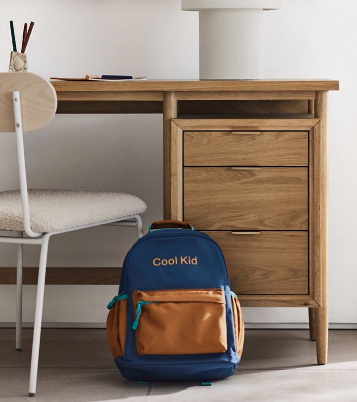 desk with backpack