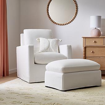Ever Slipcovered White Nursery Glider Chair by Leanne Ford +
