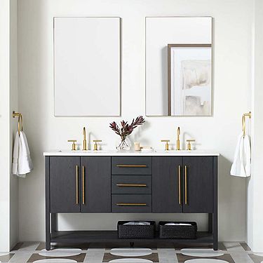 30 Black Bathroom Vanity Designs that Will Make a Statement  Black vanity  bathroom, Black cabinets bathroom, Bathroom vanity designs